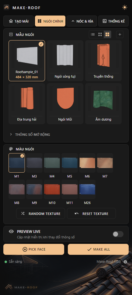 Giao diện chủ đề DARK của MAKE-ROOF